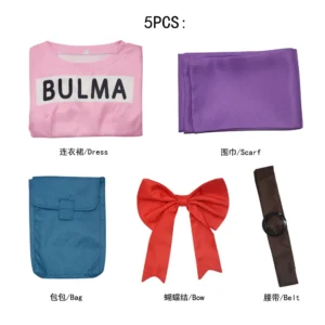 Anime Bulma Cosplay Costume Pink Dress Uniform Kawaii Girls Full Set Outfits Halloween Carnival Masquerade Party for Adult Women