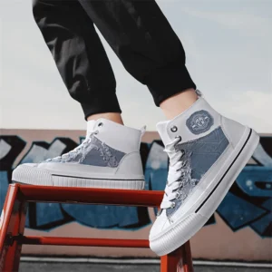 High Top Canvas Sneakers Man Fashion Casual Blue Espadrilles Men Trend Breathable Lace-up Men's Vulcanize Shoes tenis masculino