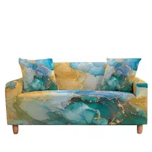 Watercolor Elastic Sofa Cover for Living Room Gold Marble Slipcover Sectional Couch Cover Corner Sofa Cover Summer Decoration