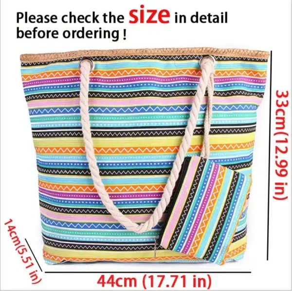 Large Beach Tote Bag for Women Coloured canvas Beach Bags for Women Vacation Beach Essentials - Image 2