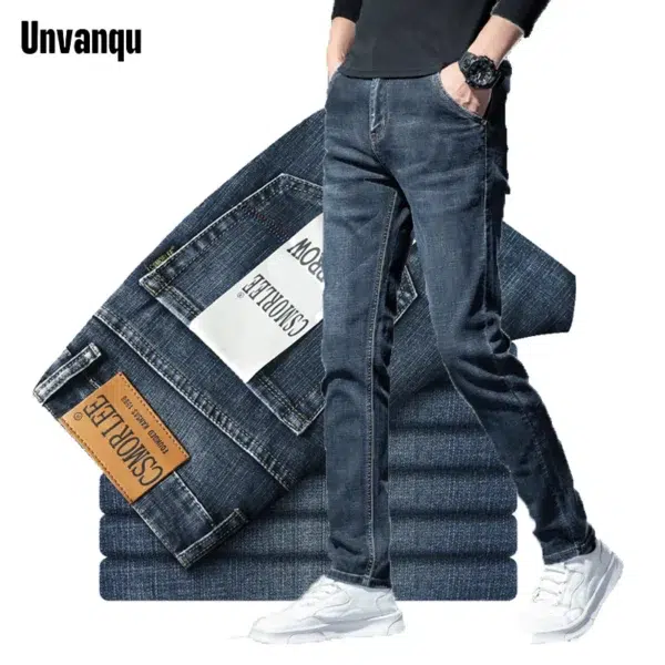 Brand Men Classic Jeans Fashion Straight Blue Black Stretch Denim Trousers Men's Smart Jean High Quality Original Design - Image 5