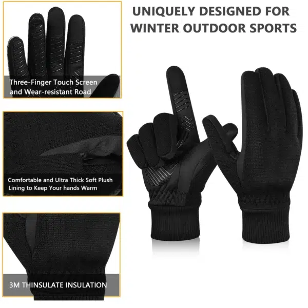 Winter Cycling Gloves Full Finger Windproof 3M Thinsulate Thermal Gloves Touchscreen Snowboard Gloves Non-slip Road Bike Gloves - Image 3