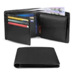 Custom name 100% Genuine Leather RFID Blocking Slim Trifold Men Wallets with Coin Pocket and ID Window Minimalist Wallet for Men