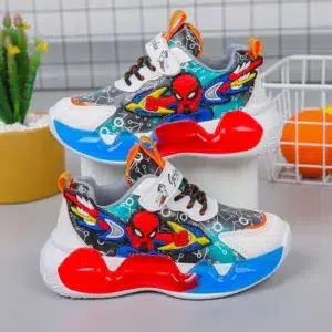 Disney Children's Shoes Fashion Cartoon Spiderman Sneakers for Boys Breathable Sport Shoes Anti-slip Toddler Shoes Student Shoes