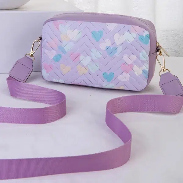 Women Quilted Small Purple Crossbody Bag,Mini Ombre Chevron Graphic Shoulder Bag,Casual Square Handbag ,2024 New Bag For Women - Image 4