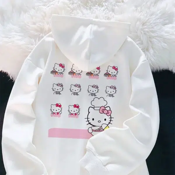 Sanrio Anime Cute Printed Hoodies Women Cartoon Hello Kitty Y2k Korean Students Loose Sweatshirt Fashion Sweet Cardigan Clothing - Image 2