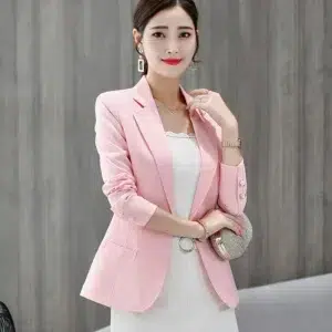 Spring Autumn One Button Black Coat Women Fashion Casual Women Blazer Figure Flattering Sli Long-Sleeved Suit Jacket Female