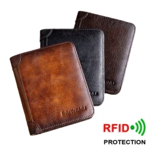 Genuine Leather Wallet Retro Business Design Rfid Protection Short Card Holder Coin Purses Money Bag Men Business Wallet Handbag