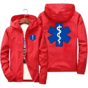 Spring and Autumn 2023 EMT First Aid Ambulance Printed Jacket Daily Casual Solid Color Zipper Coat Men's Women's Fashion Coat