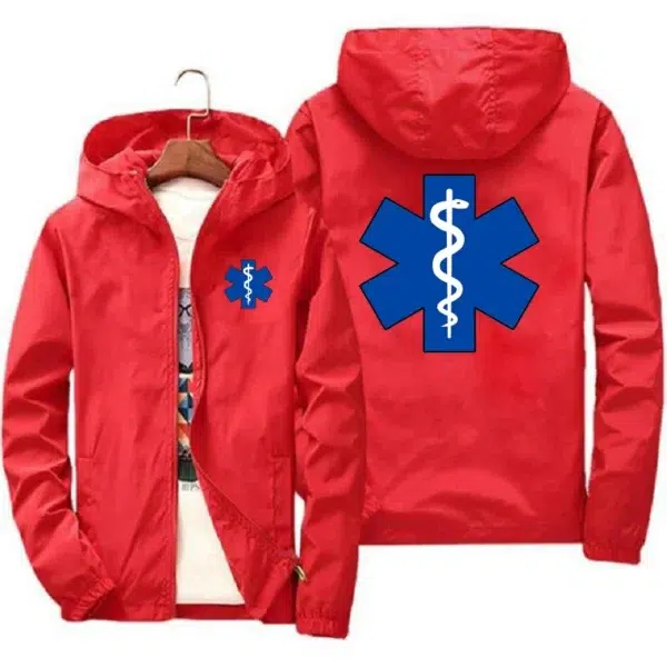 Spring and Autumn 2023 EMT First Aid Ambulance Printed Jacket Daily Casual Solid Color Zipper Coat Men's Women's Fashion Coat - Image 4