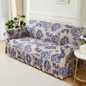 1pc Floral Printed Sofa Slipcover Non-slip Sofa Cover With Skirt Elastic Couch Cover for Bedroom Office Living Room Home Decor