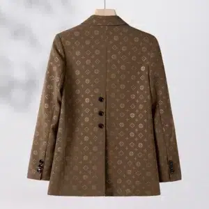 2023 New Female Elegant Women's Brown Character Single Blazer Spring Autumn Business Jacket Office Lady Coat Top S-4XL