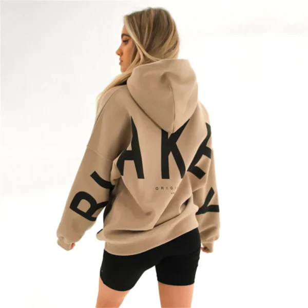 Women's Hoodie Pullover Sweatshirt Stylish Letter Print With Thick Long Sleeves Tops Loose 2024 Autumn Winter Hoodies Sportwear