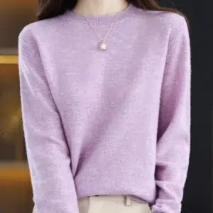 Fashion 100% Merino Wool Sweater Cashmere Pullover O-Neck Long Sleeve Women Knitwear Autumn Winter Clothing Aliselect Tops