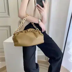 2023 New Handheld Shoulder Bag with Thick Chain and Wrinkled Cloud Pattern Crossbody Bags for Women Luxury Designer Handbag