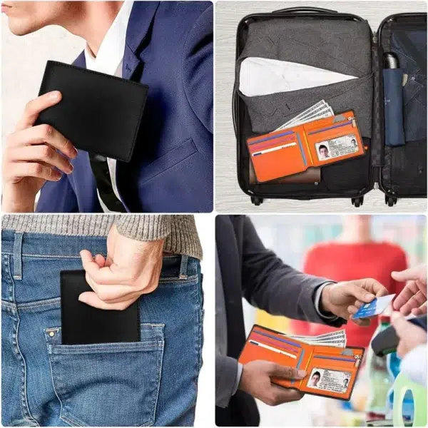 Minimalist Men Wallet with Zipper Coin Pocket RFID Credit Card Holder - Image 5