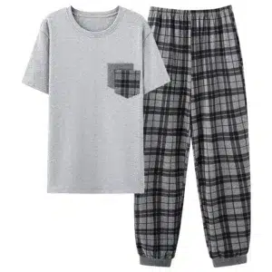 L-4XL Men Pajama Sets Summer Short Sleeve Cotton Man Pyjamas Print Letter Pajamas Big Yards Casual Sleepwear Pijamas Hombre