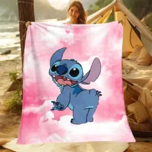 Stitch HD Printed Flannel Fluffy Fleece Throw Camping Blankets for Children Sofa Throw Thin Blanket Modern Fashion Gift