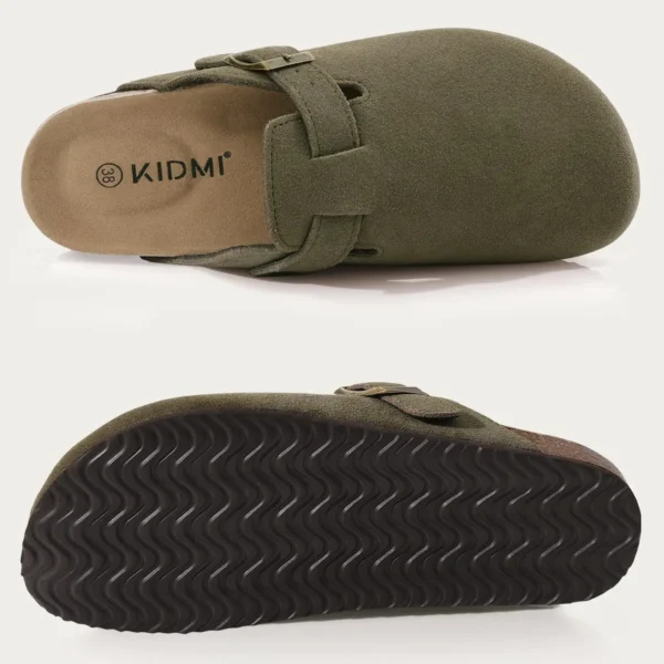 Kidmi Women Suede Clogs Slippers Cork Suede Clogs Slippers Classic Men Mules Outdoor Cork Antiskid Slippers With Arch Support - Image 3