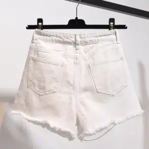 Summer ripped denim shorts women's Korean version of loose wide leg blue hot pants light thin hair edge ultra short pants