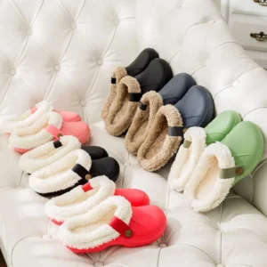 New Men Waterproof Slippers Women Men Fur Clogs Slippers Winter Men Garden Shoes Outdoor Antiskid Mules Indoor Soft House Shoes