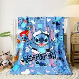 Stitch HD Printed Flannel Fluffy Fleece Throw Camping Blankets for Children Sofa Throw Thin Blanket Modern Fashion Gift