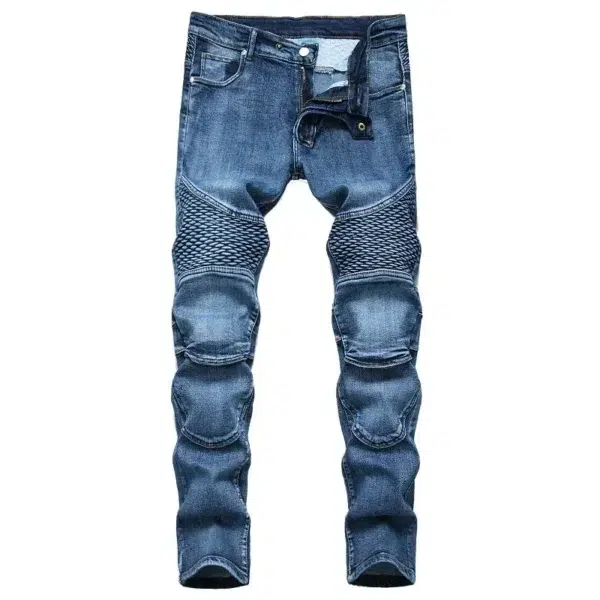 New Men's Patchwork Vintage Biker Jeans Hip Hop Slim Straight Elastic Cycling Denim Pants Male Fashion Streetwear Trouser - Image 3