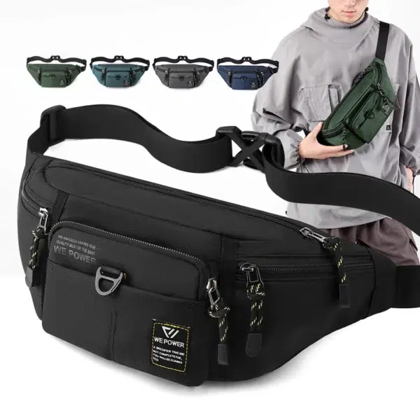 Men Waist Fanny Pack Belt Sling Chest Bag Travel Multi-Pocket Outdoor Fashion Money Male Nylon Pouch Purse Bum Hip Bags