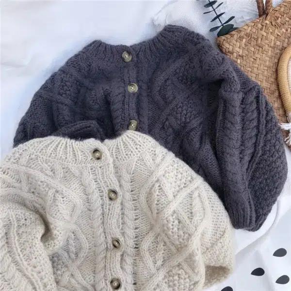 2024 Boys And Girls Spring And Autumn Sweater Baby Kids Knit Cardigan Sweater Clothes Korean StyleTwist Shape Girls Clothing - Image 2