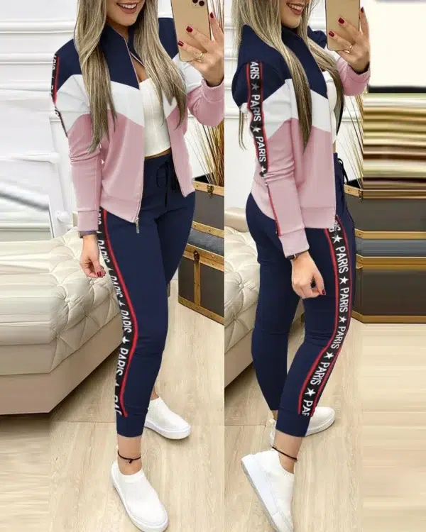 2023 Tracksuit suits 2 Piece Set Zipper Jacket+Long Pants Sports Suit Female Sweatshirt Sportswear Suit for Woman Clothing - Image 2