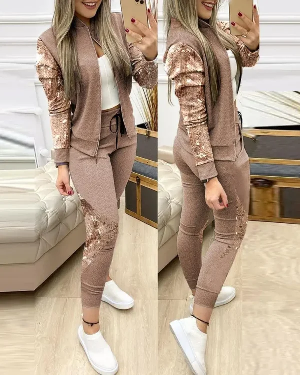 2023 Tracksuit suits 2 Piece Set Zipper Jacket+Long Pants Sports Suit Female Sweatshirt Sportswear Suit for Woman Clothing - Image 5