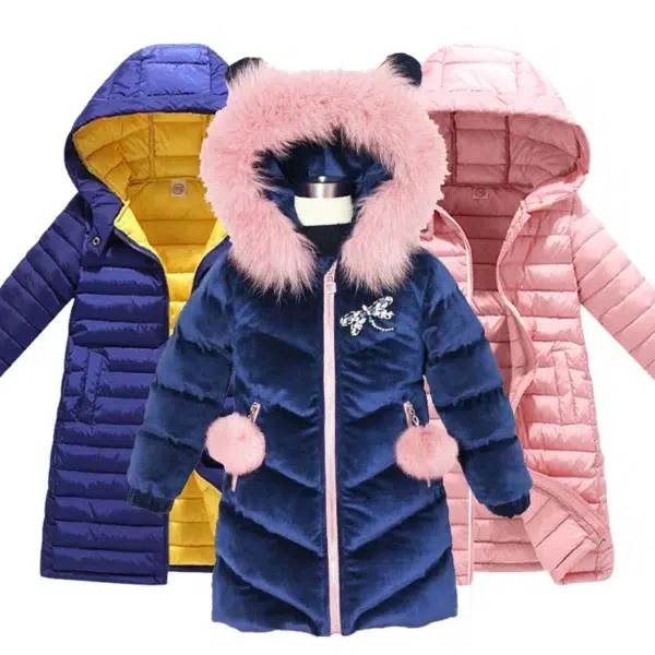 Children Down Coat Winter Teenager Thickened Hooded Cotton-padded Parka Coat Kids Warm Long Jackets Toddler Kids Outerwear - Image 2