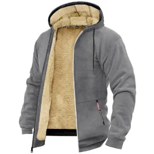 Men's Zipper Hoodie Winter Fleece Warm Clothing Sports Leisure Essential Outerwear Hoodie Black White Gray