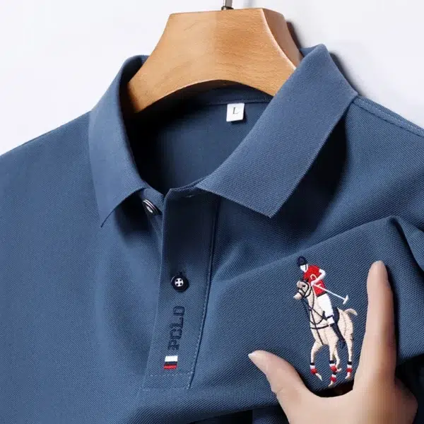 Men's Embroidered Casual Fashion Short Sleeved POLO Shirt Summer Comfortable Top - Image 3