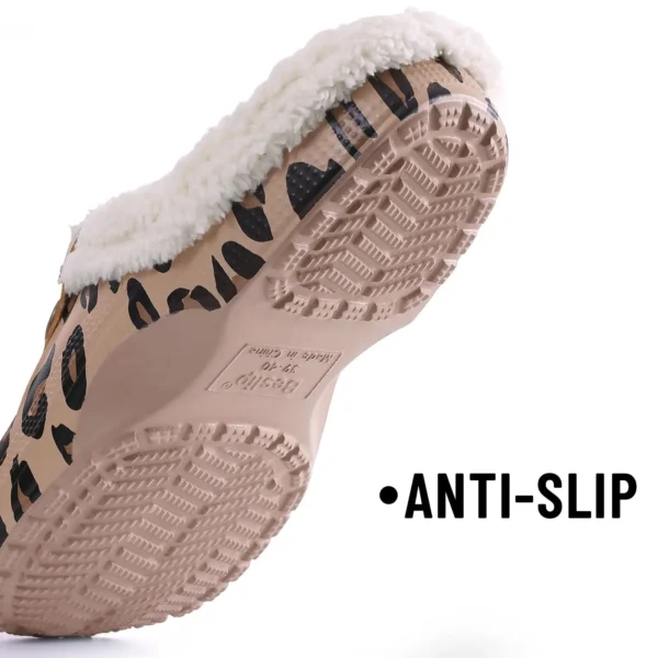 Bebealy Casual Women Garden Shoes Warm Fluffy Men Slippers Winter Waterproof Outdoor Antiskid Slippers Classic Leopard Slippers - Image 5