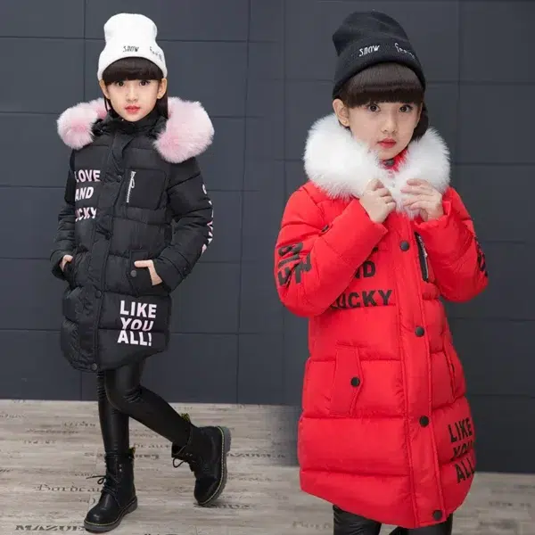 OLEKID 2024 Russian Winter Girls Parka Faux Fur Collar Long Girls Cotton-padded Jacket 4-13 Years Kids Teenagers Outerwear Coat - Image 3