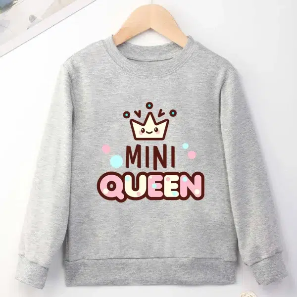 Mini Queen Cute Girl Sweatshirt 2 to 14 Years Comfy Versatile Children Clothes Outdoor Casual Spring Autumn O-neck Hoodie - Image 3