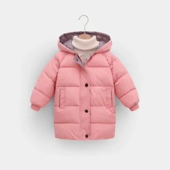 New Boys Down Jacket Girls Solid Colour Warm Hooded Long Coat Autumn Winter Baby Thickened Comfortable Casual Clothes 2-10 Years