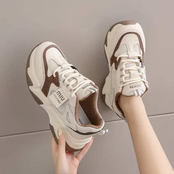 CRLAYDK Summer Chunky Sneakers for Women Platform Fashion Mesh Shoes Casual Dad Wedge Lace Up Walking Sports Tennis for Lady - Image 4