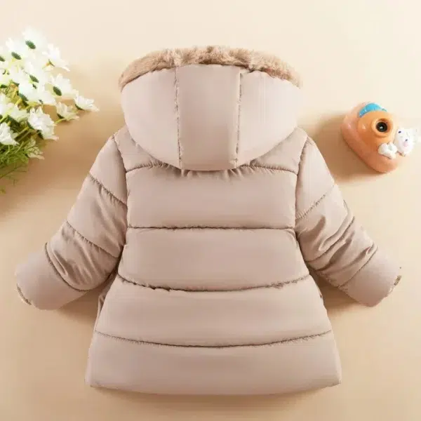 Children's Autumn Winter Clothing Girls Padded Thickened Fashion Cotton Jacket Plush Hooded Trend Outdoor Windproof Coats - Image 4