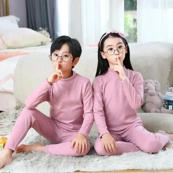 Boy Girl Thermal Sleepwear Sets Kids Autumn Winter Underwear Suit Children Pajama+Pants 2Pcs Teenager No Trace Homewear Clothes - Image 6