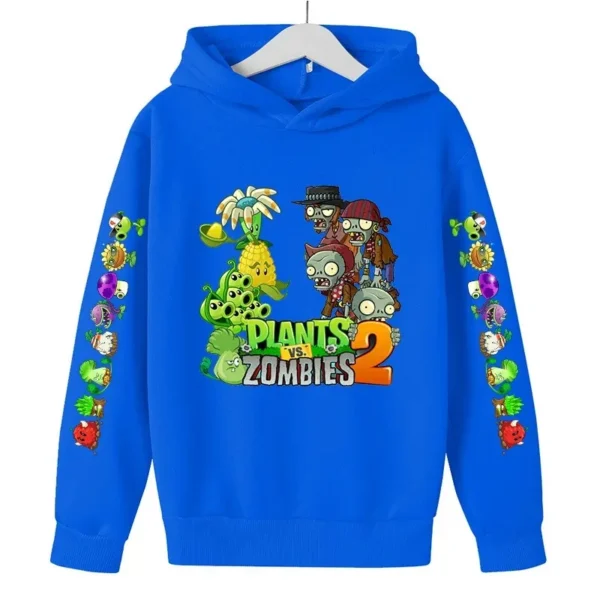 Children Autumn Winter Hooded Sweatshirt Pvz Plants Vs Zombie Cartoon Hoodie Print Top Boys Girls Long Sleeve 100%Cotton Sweater - Image 2