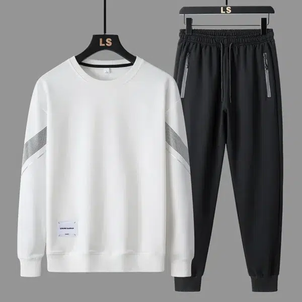 2024 New Fashion Spring Trakcksuit Men Stripe Long Sleeve T shirt Mens Two Picece Sweatshirt+Pants Set Sports Casual Men Set 5XL - Image 5