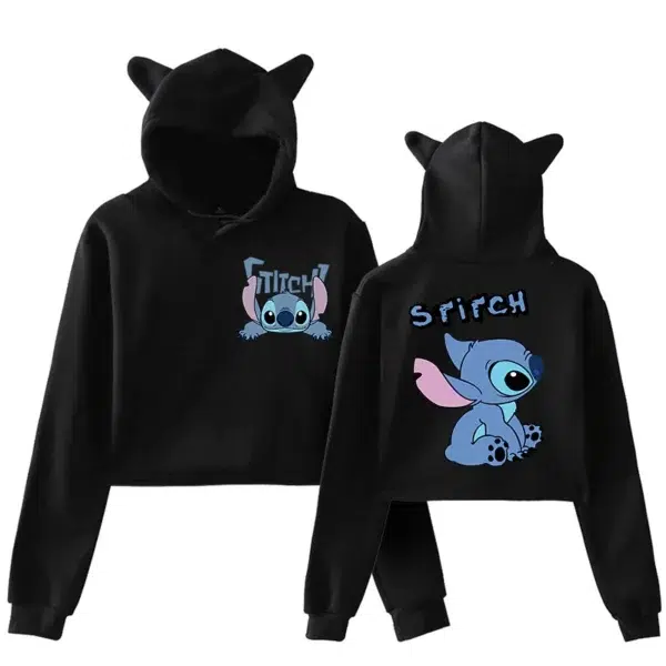 Funny Hoodies Stitch Disney Hoodie Crop Top Women Sweatshirt Kids Boys Girls Harajuku Streetwear Clothes Cropped - Image 5