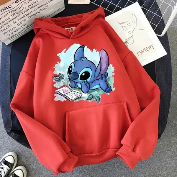 kawaii Girls Winter Disney Stitch Hoodies Women Harajuku Cute Anime Sweatshirt Manga Streetwear Hoody Female - Image 3