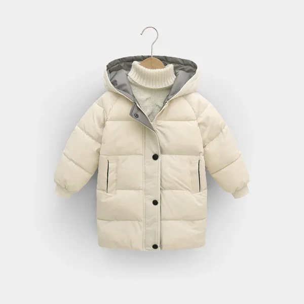 New Boys Down Jacket Girls Solid Colour Warm Hooded Long Coat Autumn Winter Baby Thickened Comfortable Casual Clothes 2-10 Years