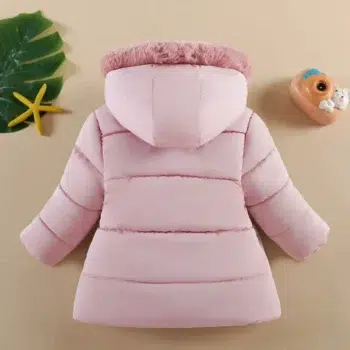 Children's Autumn Winter Clothing Girls Padded Thickened Fashion Cotton Jacket Plush Hooded Trend Outdoor Windproof Coats