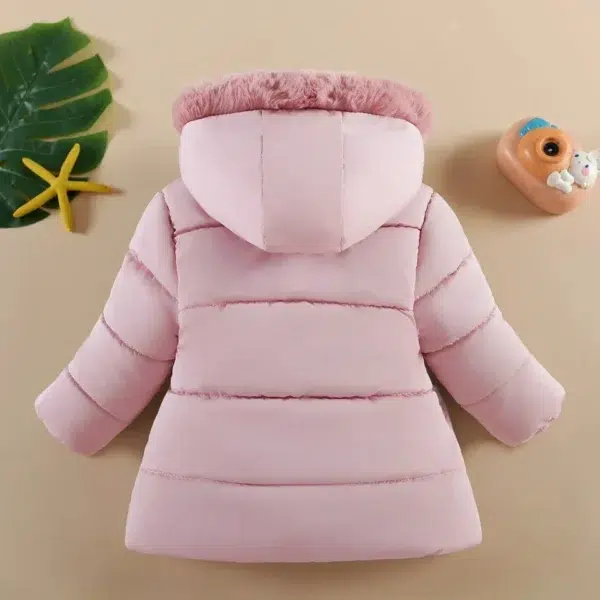 Children's Autumn Winter Clothing Girls Padded Thickened Fashion Cotton Jacket Plush Hooded Trend Outdoor Windproof Coats - Image 2