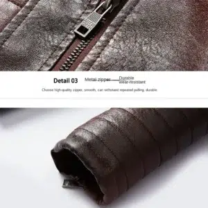 Men's Leather Jacket Autumn and Winter New Solid Color Slanted Zipper Design Outdoor Travel Lapel Coat Men Warm Leather Clothing