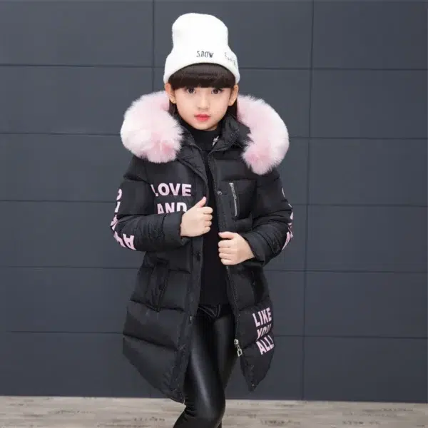 OLEKID 2024 Russian Winter Girls Parka Faux Fur Collar Long Girls Cotton-padded Jacket 4-13 Years Kids Teenagers Outerwear Coat